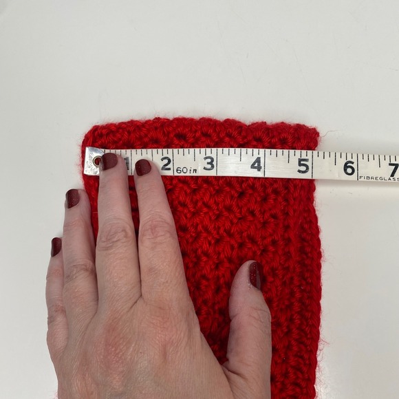 Handmade Red Crochet Ear Warmer/ Scarf/Cowl/ Neck Warmer with Rhinestone Button - Picture 5 of 6